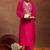 Ethnic motifs embroidered sequinned v-neck straight kurta with trouser & dupatta