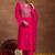 Ethnic motifs embroidered sequinned v-neck straight kurta with trouser & dupatta