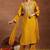 Ethnic motifs embroidered sequinned v-neck straight kurta with trouser & dupatta