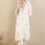 Floral embroidered thread work pure cotton straight kurta with trousers & dupatta