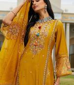 Women ethnic motifs embroidered regular mirror work kurta with trousers & with dupatta