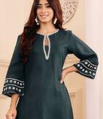 Embroidered straight sequinned kurta with palazzos
