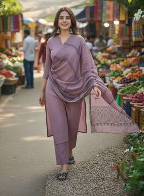 Women kurta with trousers & dupatta set 1
