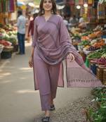 Women kurta with trousers & dupatta set
