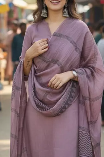 Women kurta with trousers & dupatta set