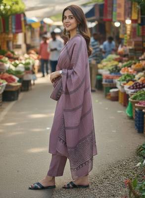 Women kurta with trousers & dupatta set 3