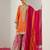Orange ethnic motifs embroidered chinon straight republic day kurta with sharara & dupatta