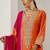 Orange ethnic motifs embroidered chinon straight republic day kurta with sharara & dupatta