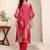 Abstract printed notch neck chanderi silk straight kurta with trousers