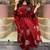 Floral printed pleated round neck anarkali kurta with trousers & dupatta