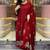 Floral printed pleated round neck anarkali kurta with trousers & dupatta
