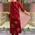 Floral printed pleated round neck anarkali kurta with trousers & dupatta