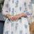Floral printed round neck panelled a-line pure cotton kurta with trousers