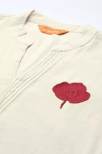 Women floral embroidered thread work pure cotton republic day kurta with palazzos