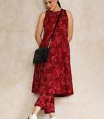 Women ethnic motifs printed regular pure cotton kurta with trousers