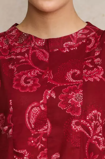 Women ethnic motifs printed regular pure cotton kurta with trousers