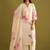 Women floral printed regular sequinned linen kurta with trousers & with dupatta