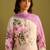 Floral printed v-neck linen straight kurta with trousers & dupatta