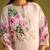 Floral printed v-neck linen straight kurta with trousers & dupatta