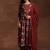 Womens maroon printed cotton anarkali kurta with trousers & dupatta
