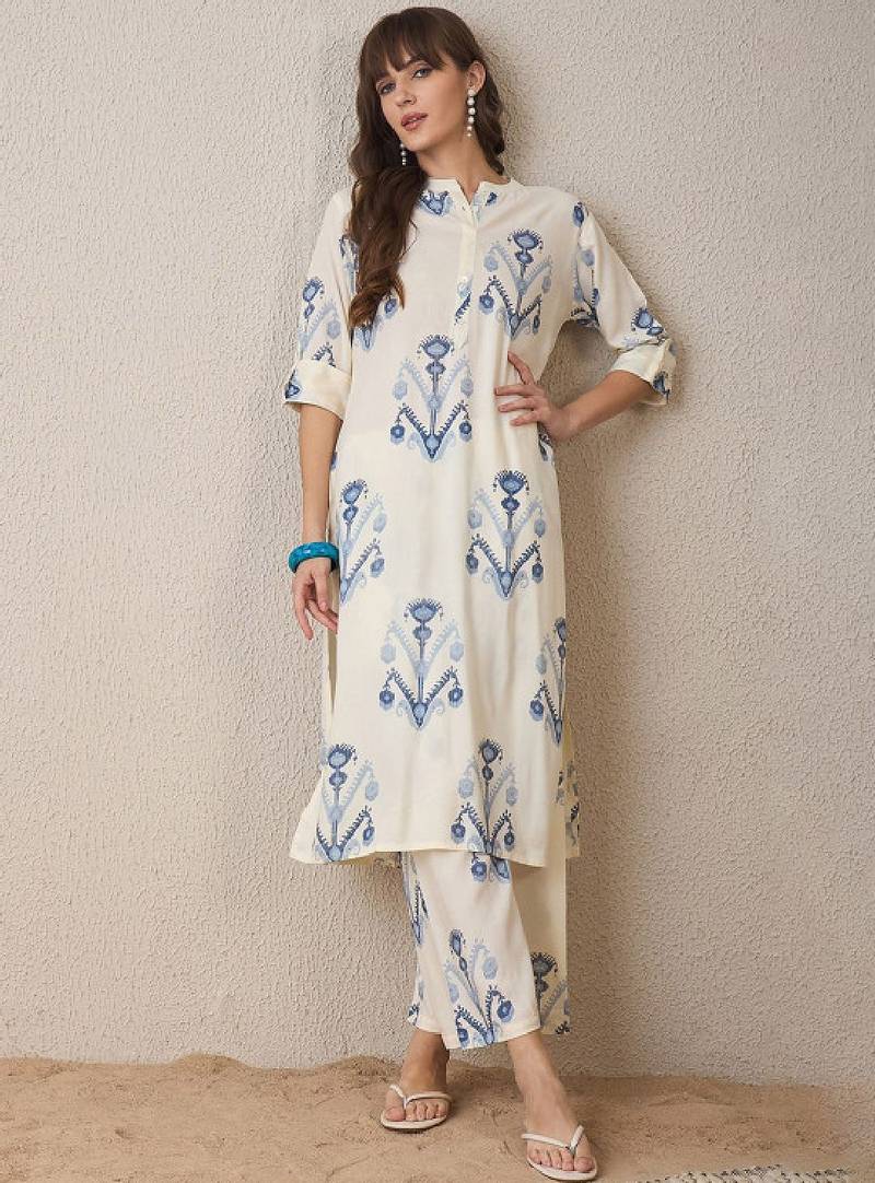 Women printed regular kurta with trousers