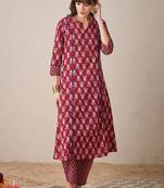 Women paisley printed regular pure cotton kurta with trousers