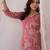 Floral embroidered thread work pure cotton v-neck straight  kurta with trousers