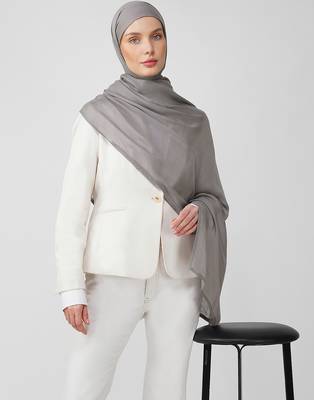 Grey premium modal solid hijab 1