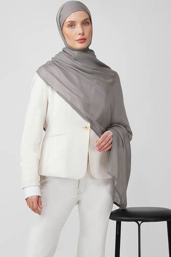 Grey premium modal solid hijab