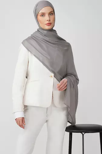 Grey premium modal solid hijab