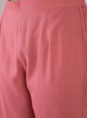 Floral embroidered thread work pure cotton v-neck straight  kurta with trousers 3