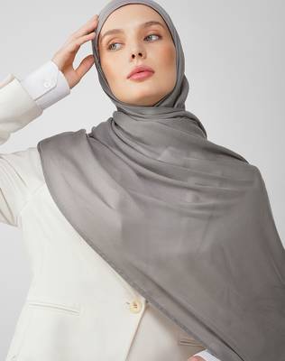 Grey premium modal solid hijab 2