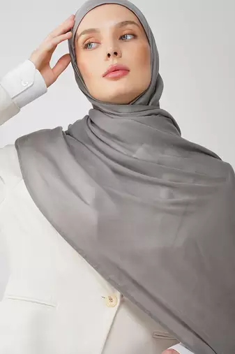 Grey premium modal solid hijab