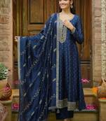 Bandhani printed panelled sequinned anarkali kurta with trousers & dupatta