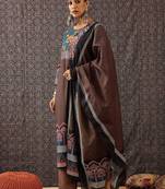 Women ethnic motifs printed regular sequinned pure cotton kurta with trousers & with dupatta