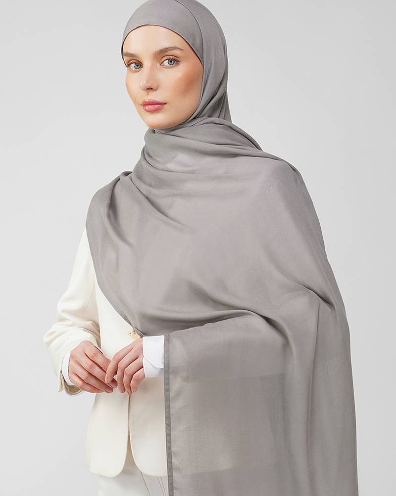 Grey premium modal solid hijab