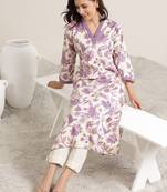 Women floral printed sequins straight kurta