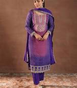 Women bandhani printed regular kurta with trousers & with dupatta