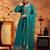 Womens green embroidered anarkali kurta with trousers & dupatta