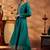 Womens green embroidered anarkali kurta with trousers & dupatta