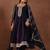 Womens purple embroidered anarkali kurta with trousers & dupatta
