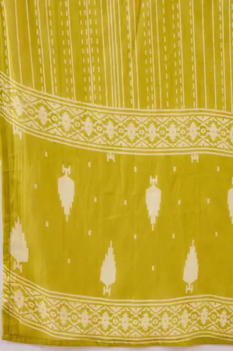 Floral printed notch neck sequinned pure cotton kurta & trousers & dupatta