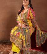 Extra love by libas plus size women ethnic motifs printed kurta with palazzos & dupatta