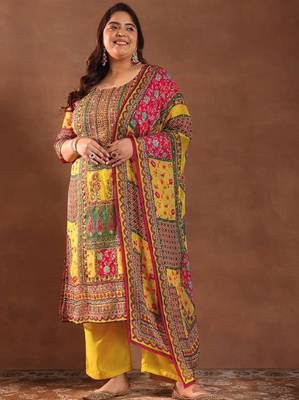 Extra love by libas plus size women ethnic motifs printed kurta with palazzos & dupatta 2