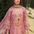 Floral printed v-neck linen kurta with trousers and dupatta