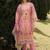 Floral printed v-neck linen kurta with trousers and dupatta