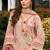 Floral printed v-neck sequinned linen kurta with trousers and dupatta