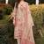 Floral printed v-neck sequinned linen kurta with trousers and dupatta