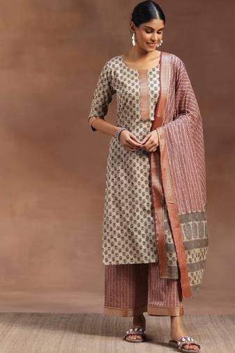 Women floral printed kurta with palazzos & dupatta