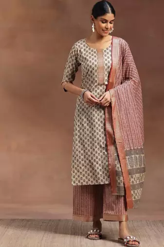 Women floral printed kurta with palazzos & dupatta